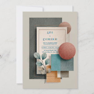 Moderne Abstrakte Geometrische Terrakotta Hochzeit Einladung