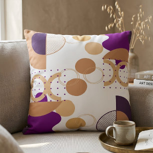 Moderne Abstrakte Geometrische Violette und Ochre  Kissen