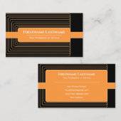 Moderne, abstrakte, gerahmt orange abgerundete Eck Visitenkarte (Vorne/Hinten)