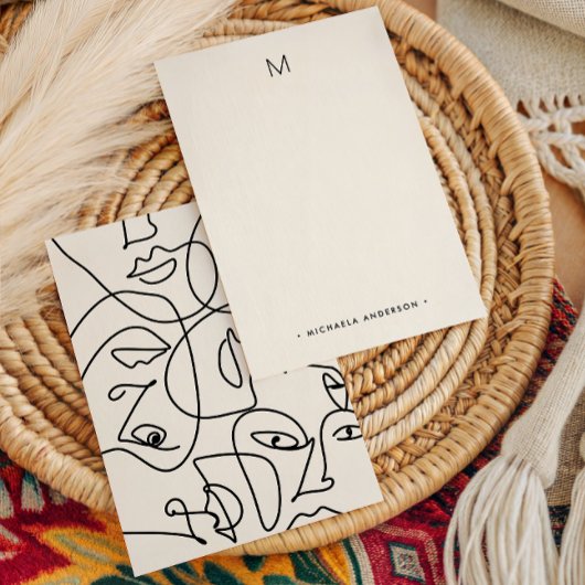 Moderne Abstrakte Gesichtserkennung für Monogramm Mitteilungskarte