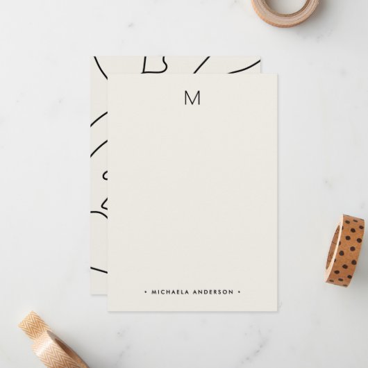 Moderne Abstrakte Gesichtserkennung für Monogramm Mitteilungskarte (Vorderseite/Rückseite Beispiel)