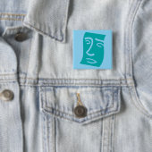 Moderne abstrakte Gesichtslinienkunst Teal Button (Beispiel)