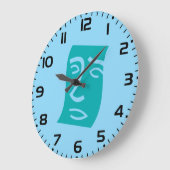 Moderne abstrakte Gesichtslinienkunst Teal Große Wanduhr (Winkel)