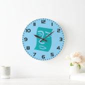 Moderne abstrakte Gesichtslinienkunst Teal Große Wanduhr (Zuhause)