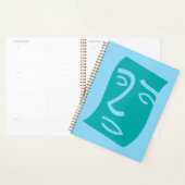 Moderne abstrakte Gesichtslinienkunst Teal Planer (Anzeige)