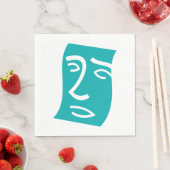 Moderne abstrakte Gesichtslinienkunst Teal Serviette (Beispiel)