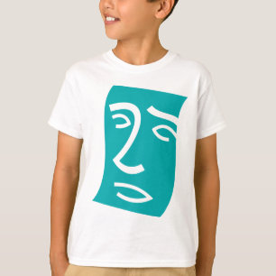Moderne abstrakte Gesichtslinienkunst Teal T-Shirt