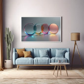 Moderne Abstrakte Glaskunst Pastel und Grau Poster