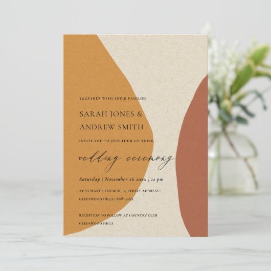 MODERNE ABSTRAKTE GLEICHZEITIGE TERRACOTTA-KÜNSTLE EINLADUNG (Stehend Vorderseite)