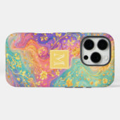 Moderne abstrakte Glitter-Blumen-Monogramm-Design Case-Mate iPhone Hülle (Rückseite (Horizontal))