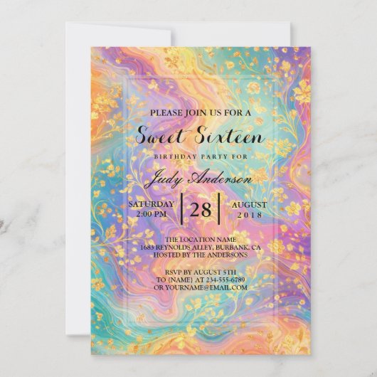 Moderne abstrakte Glitter-Blumen-Monogramm-Design Einladung (Vorderseite)