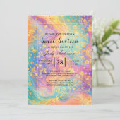 Moderne abstrakte Glitter-Blumen-Monogramm-Design Einladung (Stehend Vorderseite)