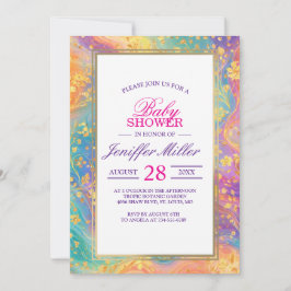 Moderne abstrakte Glitter-Blumen-Monogramm-Design Einladung