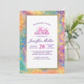 Moderne abstrakte Glitter-Blumen-Monogramm-Design  Einladung (Stehend Vorderseite)