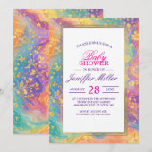 Moderne abstrakte Glitter-Blumen-Monogramm-Design  Einladung (Vorne/Hinten)