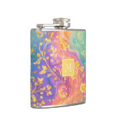 Moderne abstrakte Glitter-Blumen-Monogramm-Design Flachmann (Rechts)