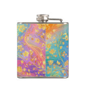 Moderne abstrakte Glitter-Blumen-Monogramm-Design Flachmann (Rückseite)