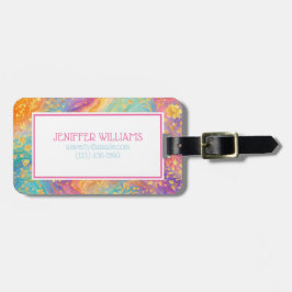 Moderne abstrakte Glitter-Blumen-Monogramm-Design Gepäckanhänger