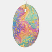 Moderne abstrakte Glitter-Blumen-Monogramm-Design Keramik Ornament (Links)