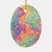 Moderne abstrakte Glitter-Blumen-Monogramm-Design Keramik Ornament (Vorne)