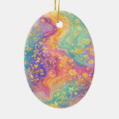 Moderne abstrakte Glitter-Blumen-Monogramm-Design Keramik Ornament (Hinten)