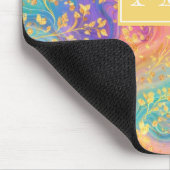 Moderne abstrakte Glitter-Blumen-Monogramm-Design Mousepad (Ecke)
