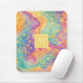 Moderne abstrakte Glitter-Blumen-Monogramm-Design Mousepad (Mit Mouse)