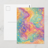 Moderne abstrakte Glitter-Blumen-Monogramm-Design Postkarte (Vorne/Hinten)