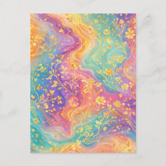 Moderne abstrakte Glitter-Blumen-Monogramm-Design Postkarte (Vorderseite)