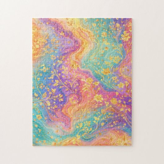 Moderne abstrakte Glitter-Blumen-Monogramm-Design  Puzzle (Vertikal)
