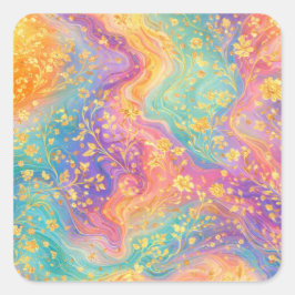Moderne abstrakte Glitter-Blumen-Monogramm-Design Quadratischer Aufkleber