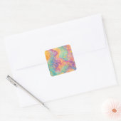Moderne abstrakte Glitter-Blumen-Monogramm-Design  Quadratischer Aufkleber (Umschlag)