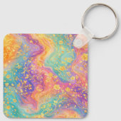 Moderne abstrakte Glitter-Blumen-Monogramm-Design Schlüsselanhänger (Rückseite)