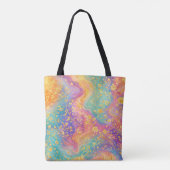 Moderne abstrakte Glitter-Blumen-Monogramm-Design Tasche (Rückseite)