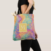 Moderne abstrakte Glitter-Blumen-Monogramm-Design Tasche (Von Nahem)