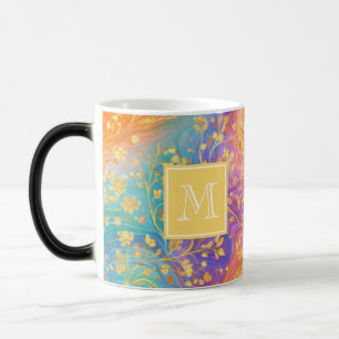 Moderne abstrakte Glitter-Blumen-Monogramm-Design Verwandlungstasse