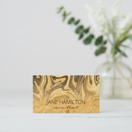 Moderne Abstrakte Gold-Marmor-Visitenkarte Visitenkarte (Stehend Vorderseite)