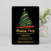Moderne Abstrakte Gold Rot Grüne Bäume Weihnachten Folieneinladung (Stehend vorne)