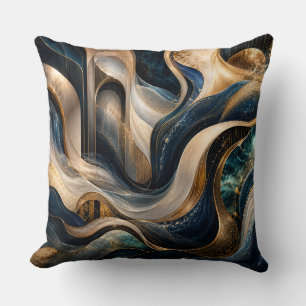 Moderne abstrakte Gold- und Blaumar-mor-Wurfkissen Kissen