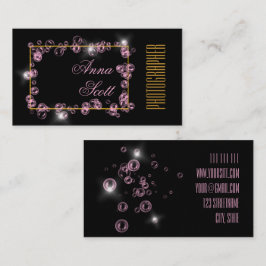 Moderne abstrakte Goldblasen in schwarzem Rosa Visitenkarte