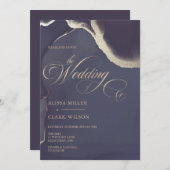 Moderne Abstrakte Golddunkelblauer Hochzeit Einladung (Vorne/Hinten)