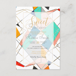 Moderne Abstrakte goldengeometrische Stroke Einladung