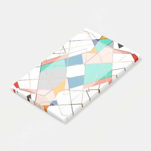 Moderne Abstrakte goldengeometrische Stroke Post-it Klebezettel (angewinkelt)