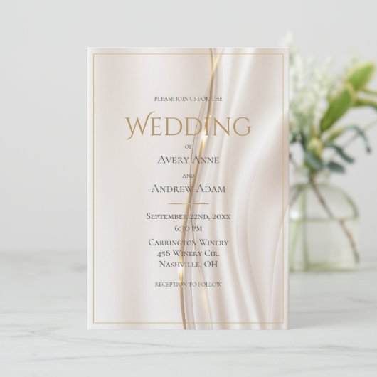 Moderne Abstrakte Goldhochzeit Einladung (Stehend Vorderseite)