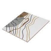 Moderne Abstrakte Goldline Art Neutral Grau Brown Fliese (Seite)