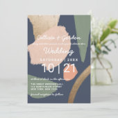 Moderne Abstrakte Goldmedaillenhochzeit Einladung (Stehend Vorderseite)