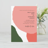 Moderne abstrakte Grafik Rot, Rosa + Grün Ankündig Ankündigung (Stehend Vorderseite)