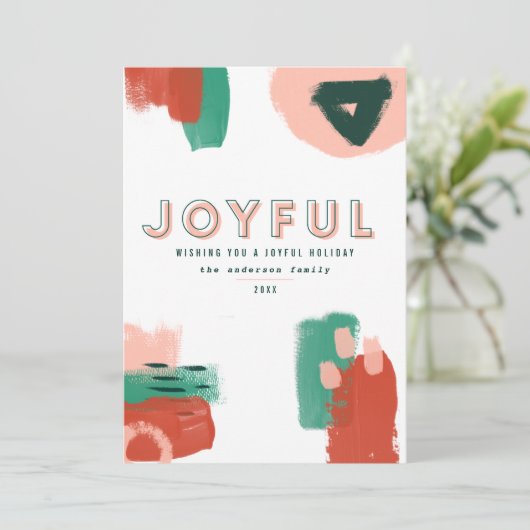 Moderne abstrakte Grafik Rot, Rosa + Grün fröhlich Ankündigung (Stehend Vorderseite)