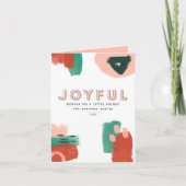 Moderne abstrakte Grafik Rot, Rosa + Grün fröhlich Ankündigung (Vorderseite)