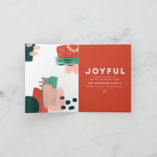 Moderne abstrakte Grafik Rot, Rosa + Grün fröhlich Ankündigung (Innenseite)